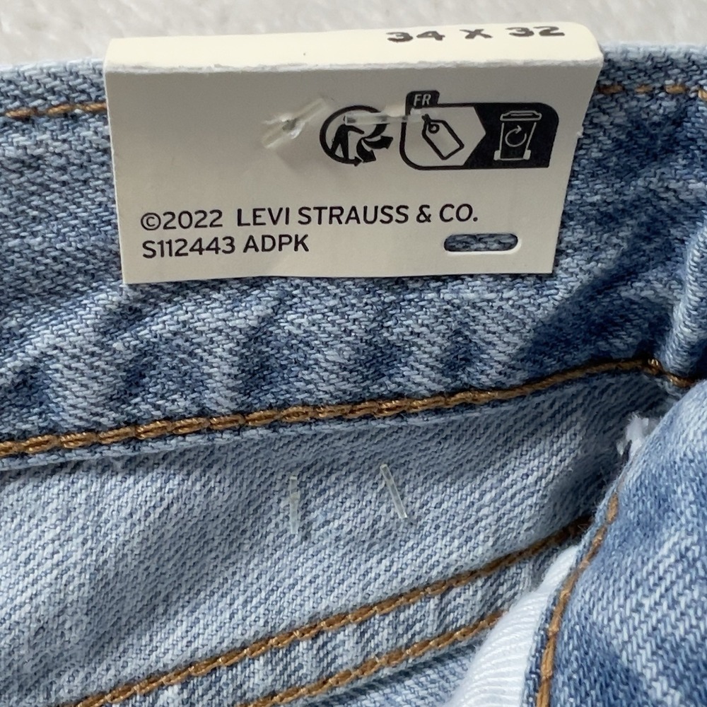 Levis 568 Loose Straight Jeans Mens Sz 34x32 Blue Denim Linen Cotton Blend - Picture 9 of 16